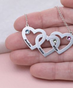 Collana con cuori intrecciati e pietre di nascita