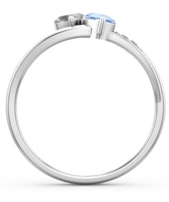 Anillo de piedras preciosas de doble corazón con acentos