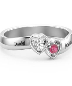 Anello a doppio cuore intrecciato