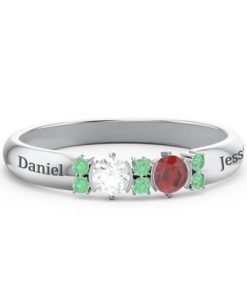 Anello doppio accento gemellato a mezza lunetta circolare