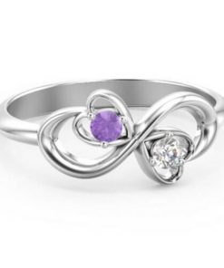Anello Infinity Duo di cuori e pietre