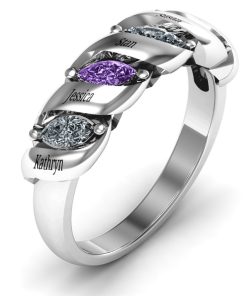 Anello a righe marquise a spirale