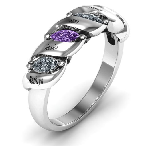 Anello a righe marquise a spirale