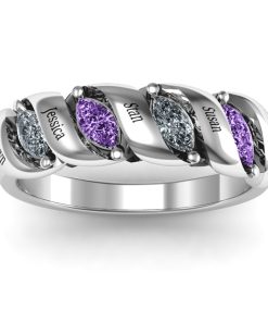 Anello a righe marquise a spirale