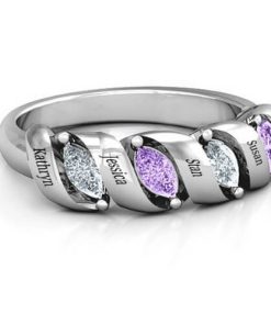 Anello a righe marquise a spirale