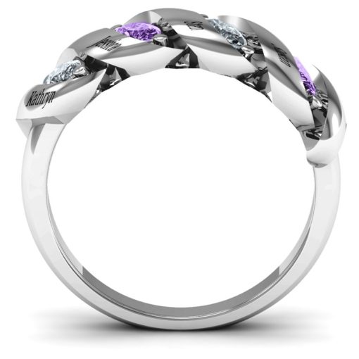 Anello a righe marquise a spirale