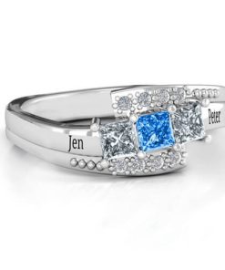Dreifacher Princess Stone Ring mit Akzenten