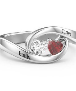 Anello di coppia di cuori