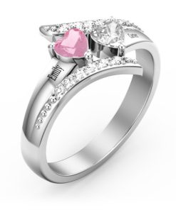 Anello da sogno diagonale con pietre di cuore
