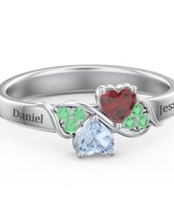 Anello Cuore di cuori con pietre di accento
