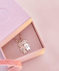 Collier de Mère avec Breloques Enfants Plaqué Or Rose