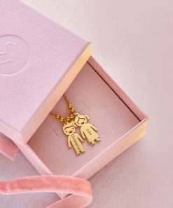 Collier de Mère avec Breloques Enfants Plaqué Or 14K