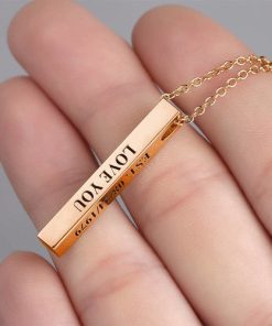 Collana con barra incisa 3D in placcatura in oro rosa