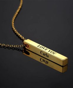 Collana con barra incisa 3D in placcatura in oro
