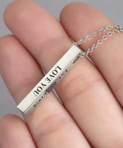Collana con barra incisa 3D in argento