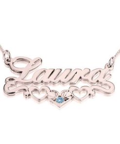 Collana con nome placcato in oro rosa con cuori sottolineati