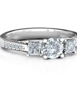 Bague d'éternité à trois pierres avec rangées à double accent
