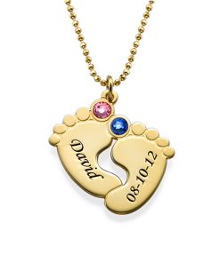 Collier de pieds de bébé personnalisé en plaqué or