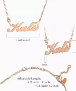 Collana personalizzata con nome Birthstone placcata in oro rosa