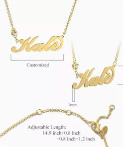 Collana personalizzata con nome Birthstone placcata in oro 14k