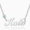 Collana con nome Birthstone personalizzata in argento