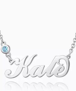 Collana con nome Birthstone personalizzata in argento