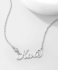 Collana con nome Birthstone personalizzata in argento