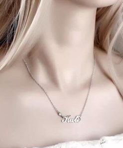 Collana con nome Birthstone personalizzata in argento