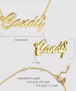 Collar con nombre CZ personalizado chapado en oro de 14 k
