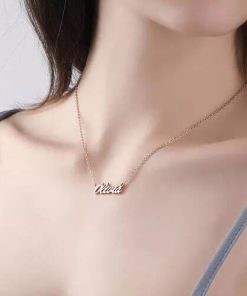 Personalisierte CZ Name Halskette Roségold