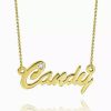 Collana con nome cz personalizzato placcato in oro 14k