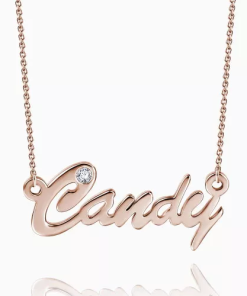 Collana con nome cz personalizzato in oro rosa