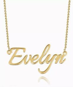 Collana con nome personalizzato placcato in oro 14k