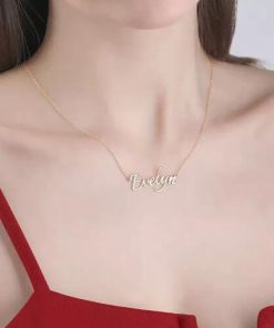 Collar con nombre personalizado chapado en oro rosa