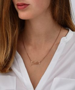 Kleine klassische Namenskette aus 18 Karat Roségold