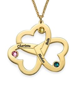 Collier Triple Cœur personnalisé avec placage à l'or
