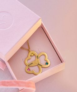 Personalisierte dreifache Herzkette mit Vergoldung