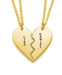 Ensemble de collier coeur cassable - plaqué or