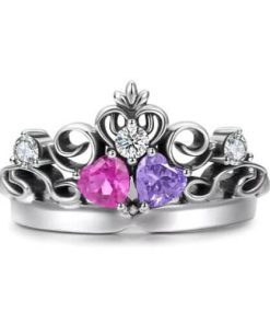 Corazones Capturados Tiara Princesa Anillo Plata