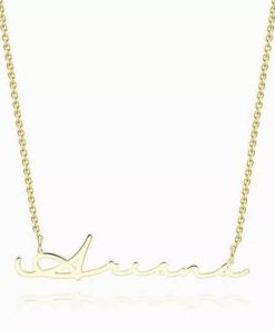 Collana con nome stile firma placcato in oro 14 carati