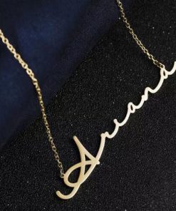 Collier Prénom Style Signature Plaqué Or 14K
