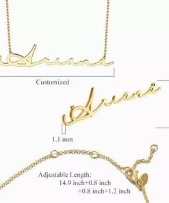 Collier Prénom Style Signature Plaqué Or 14K