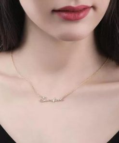 Collier Prénom Style Signature Plaqué Or Rose