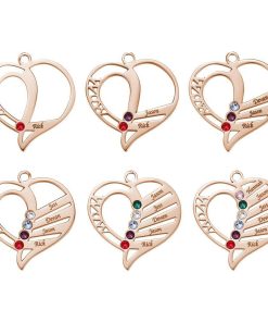 Engraved Mom Birthstone Necklace Rose Gold Plating
