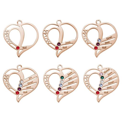 Engraved Mom Birthstone Necklace Rose Gold Plating