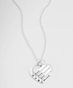 Collana a cuore di Birthstone con nomi incisi