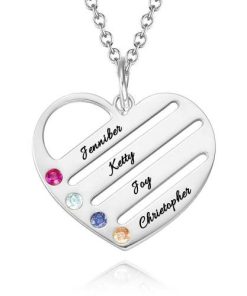 Collier coeur de naissance avec noms gravés