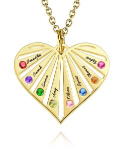 Collier familial avec pierres de naissance en plaqué or