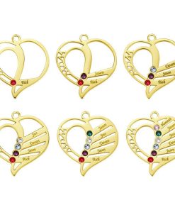 Collier de pierre de naissance maman gravé plaqué or