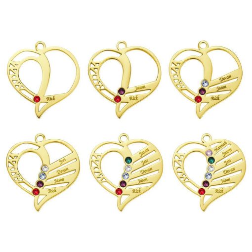 Collier de pierre de naissance maman gravé plaqué or